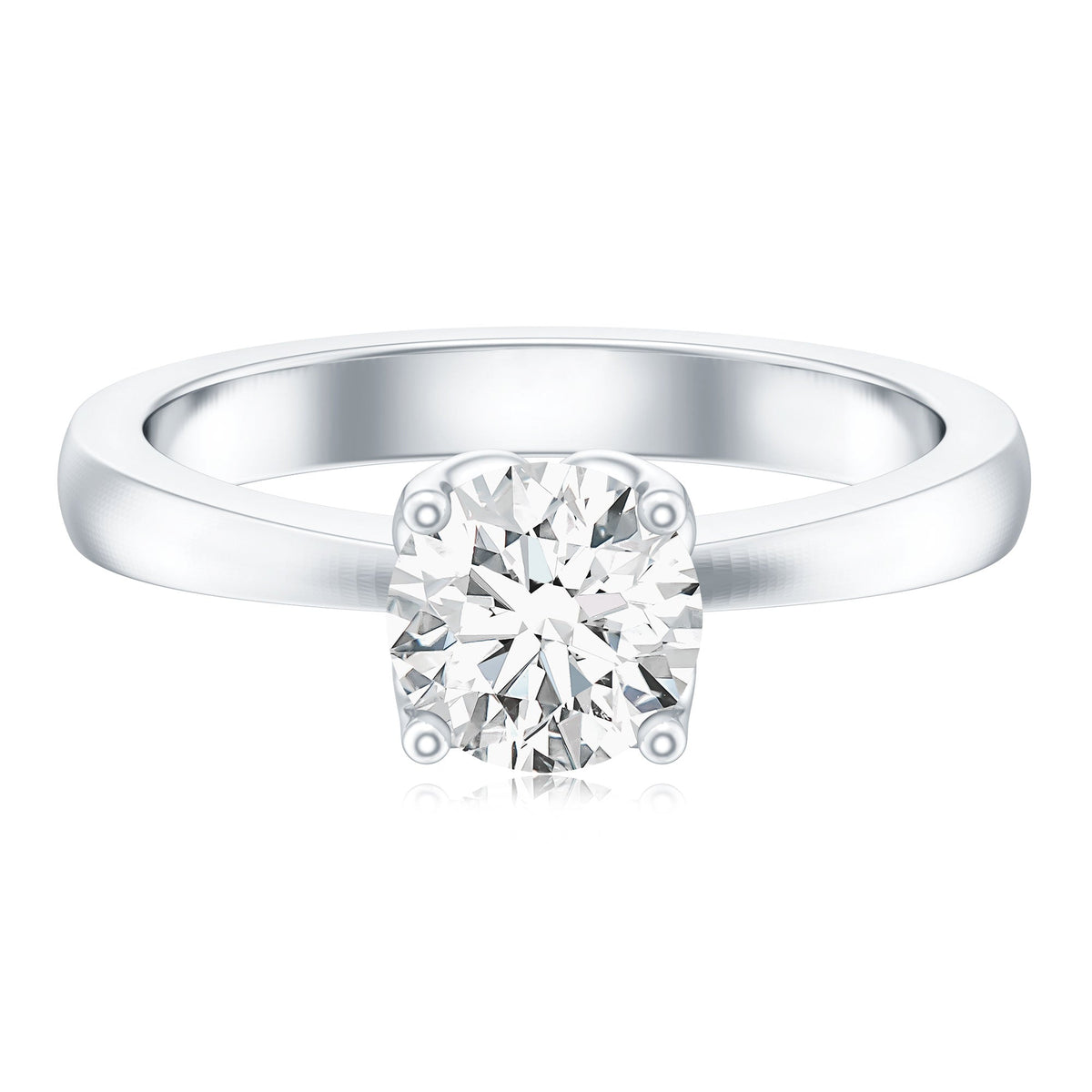 Petal Prong Set Round Moissanite Solitaire Engagement Ring