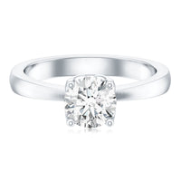 Petal Prong Set Round Moissanite Solitaire Engagement Ring