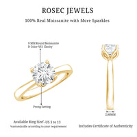 Petal Prong Set Round Moissanite Solitaire Engagement Ring