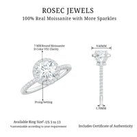 Certified Moissanite Halo Engagement Ring for Her