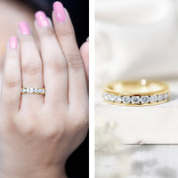 Channel Set Moissanite Half Eternity Band