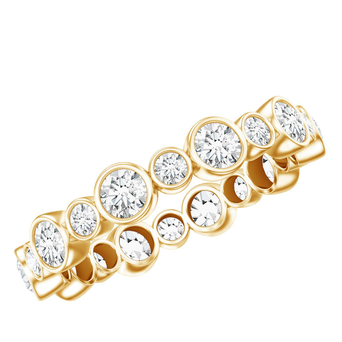 Round cut moissanite eternity ring by Rosec Jewels, stackable ring with sparkling gemstones for her, elegant jewelry for special occasions