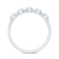 Round Cut Moissanite 5 Stone Anniversary Ring with Halo