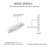 Certified Moissanite Eternity Band Ring in Shared Prong Set