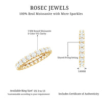 Certified Moissanite Eternity Band Ring in Shared Prong Set