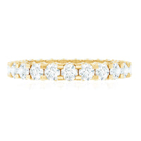 Certified Moissanite Eternity Band Ring in Shared Prong Set