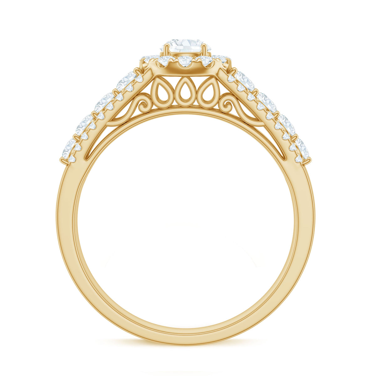Rosec Jewels 0.5 carat zircon statement engagement ring with a sleek band and sparkling central stone on a white background.