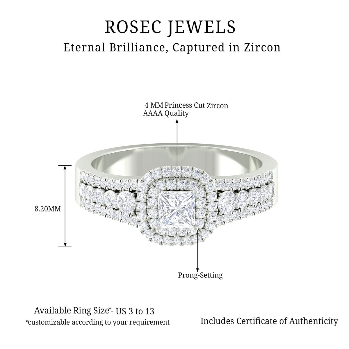 Zircon Double Halo Engagement Ring