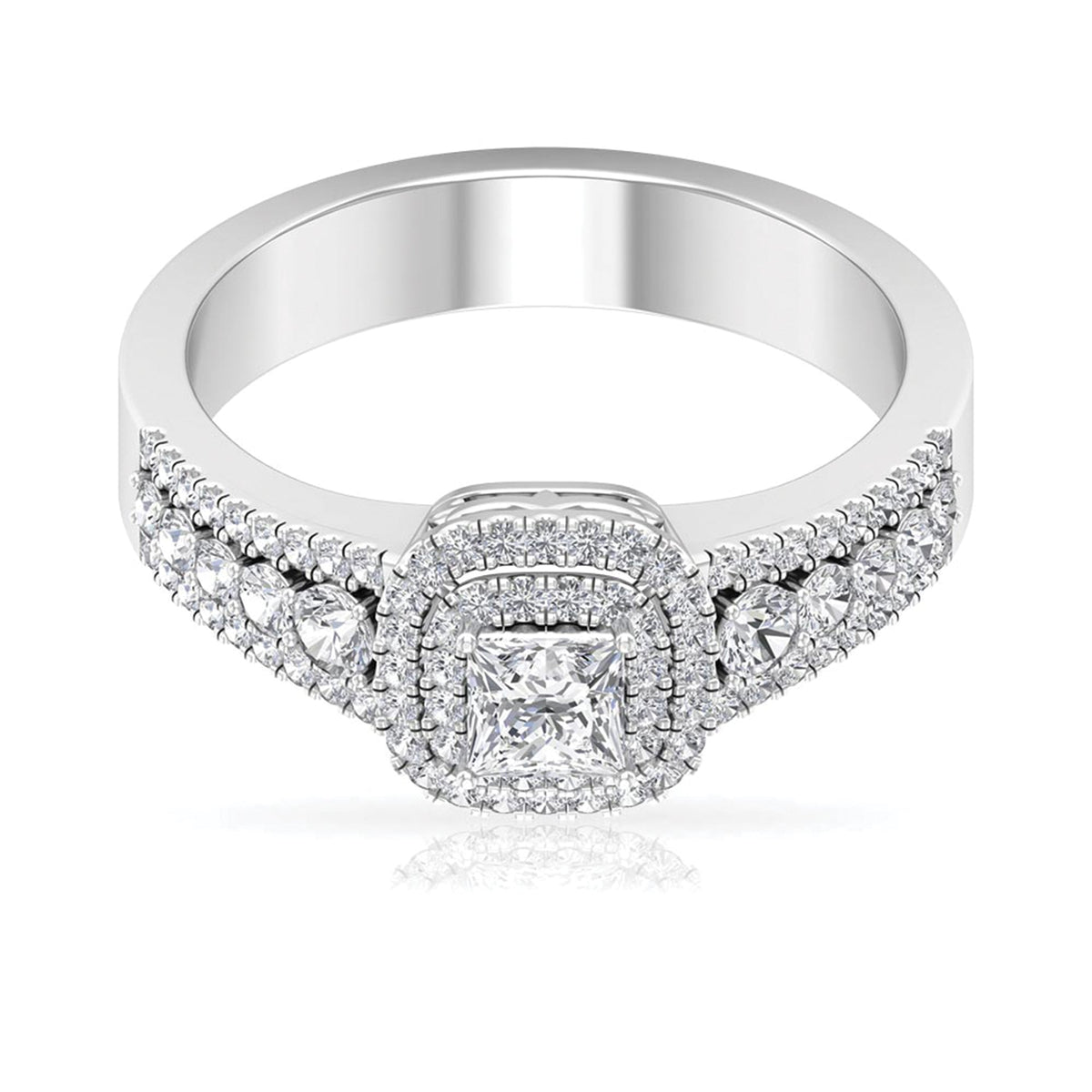 Zircon Double Halo Engagement Ring