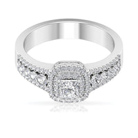Zircon Double Halo Engagement Ring