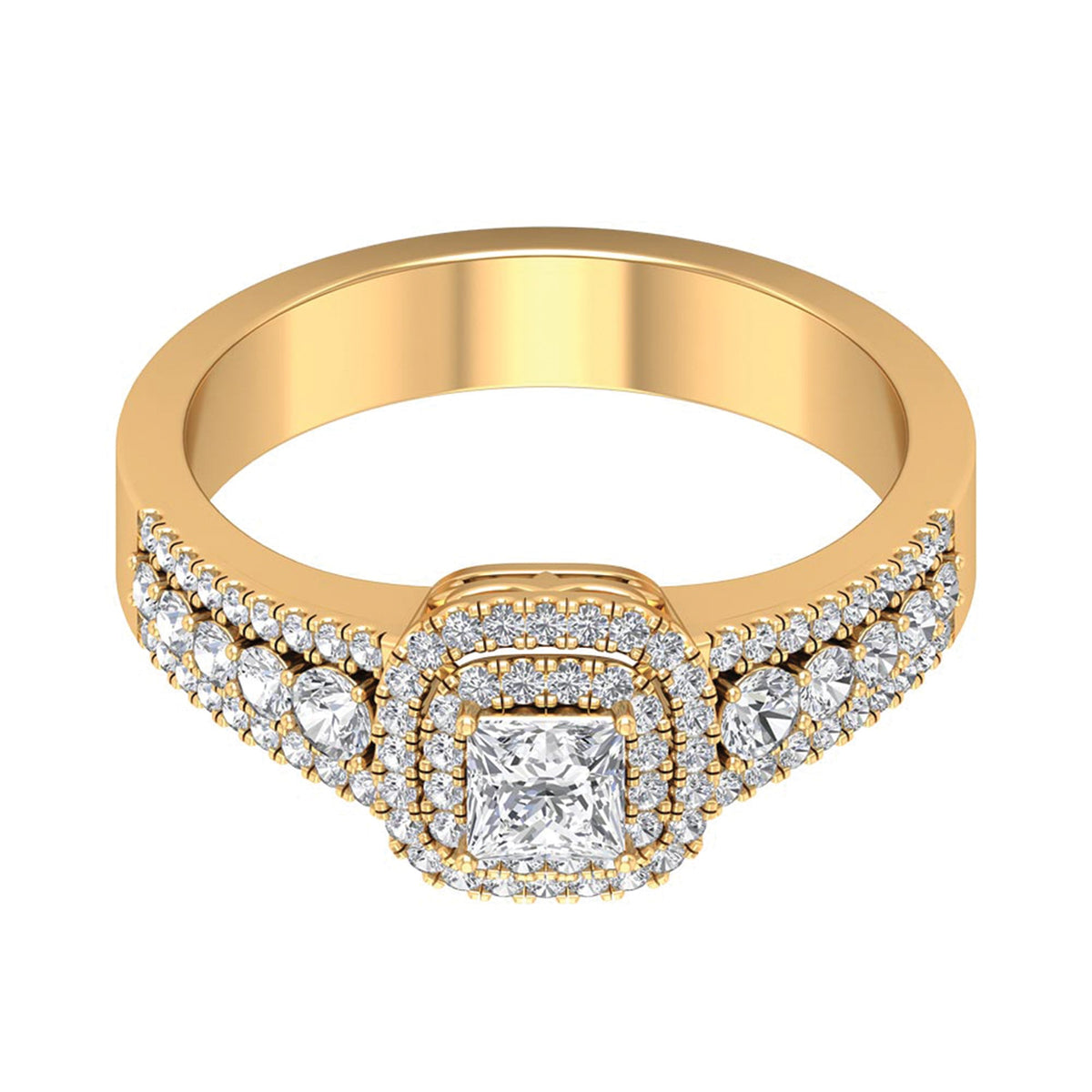 Zircon Double Halo Engagement Ring