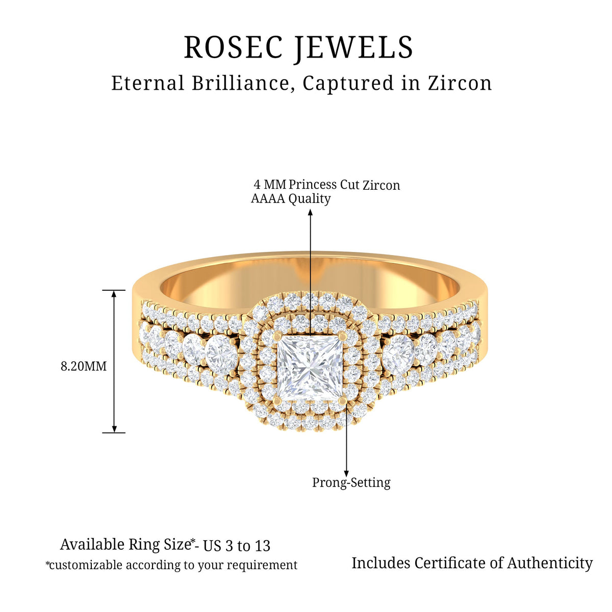 Zircon Double Halo Engagement Ring