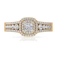 Zircon Double Halo Engagement Ring