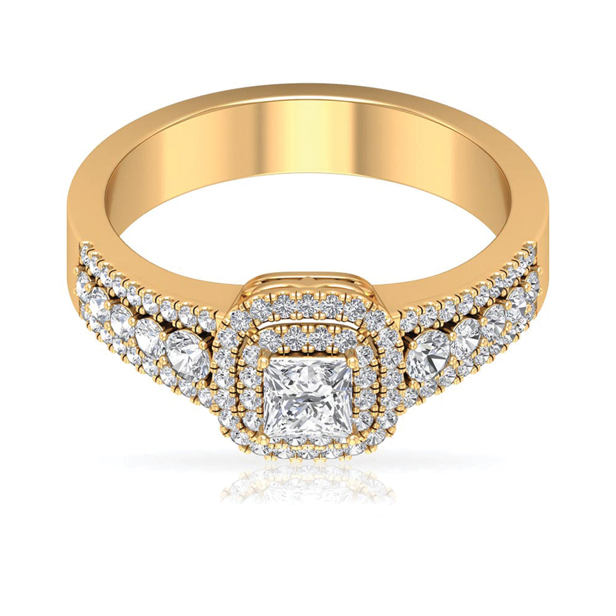 Zircon Double Halo Engagement Ring