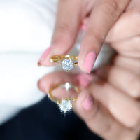 Certified Moissanite Solitaire Engagement Ring in Bypass Shank