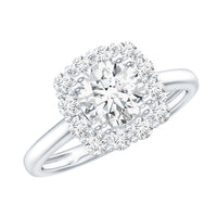 Classic Moissanite Halo Engagement Ring in Double Prong Setting