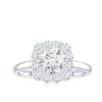 Classic Moissanite Halo Engagement Ring in Double Prong Setting