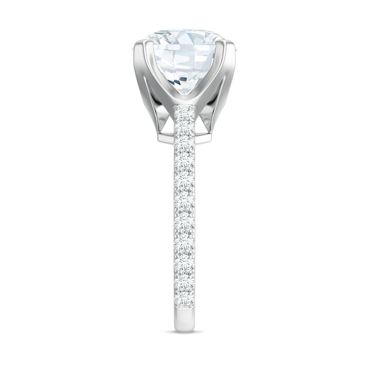 Round 10 MM Moissanite Solitaire Engagement Ring with Side Stones
