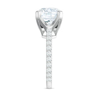 Round 10 MM Moissanite Solitaire Engagement Ring with Side Stones