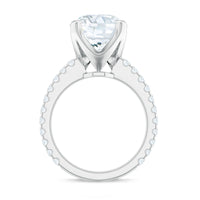 Round 10 MM Moissanite Solitaire Engagement Ring with Side Stones