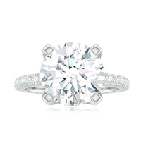 Round 10 MM Moissanite Solitaire Engagement Ring with Side Stones