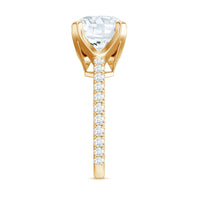 Round 10 MM Moissanite Solitaire Engagement Ring with Side Stones