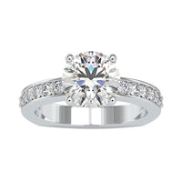 Rosec Jewels 2.50 CT solitaire zircon engagement ring with side stones, showcasing a sparkling central stone and detailed band design.