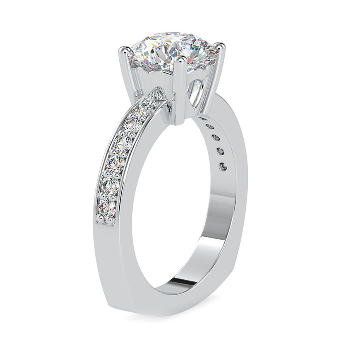 Rosec Jewels 2.50 CT solitaire zircon engagement ring with side stones, featuring a sparkling central stone and elegant band design.