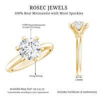 2 CT Moissanite Solitaire Engagement Ring in 6 Prongs