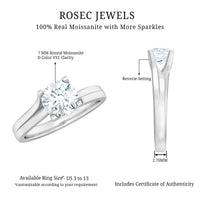 7 MM Round Moissanite Solitaire Engagement Ring in Reverie Setting