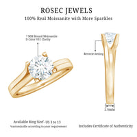 7 MM Round Moissanite Solitaire Engagement Ring in Reverie Setting