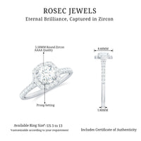 Cubic Zirconia Halo Engagement Ring with Certificate