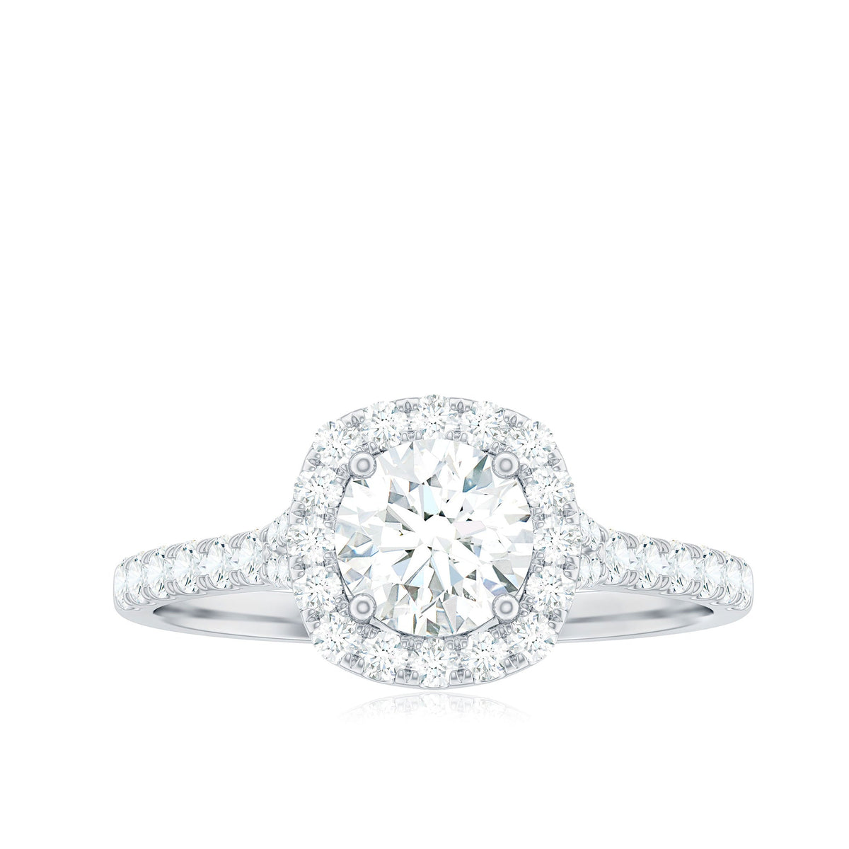 Cubic Zirconia Halo Engagement Ring with Certificate