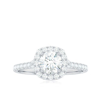 Cubic Zirconia Halo Engagement Ring with Certificate