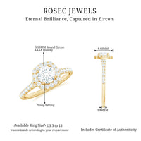 Cubic Zirconia Halo Engagement Ring with Certificate