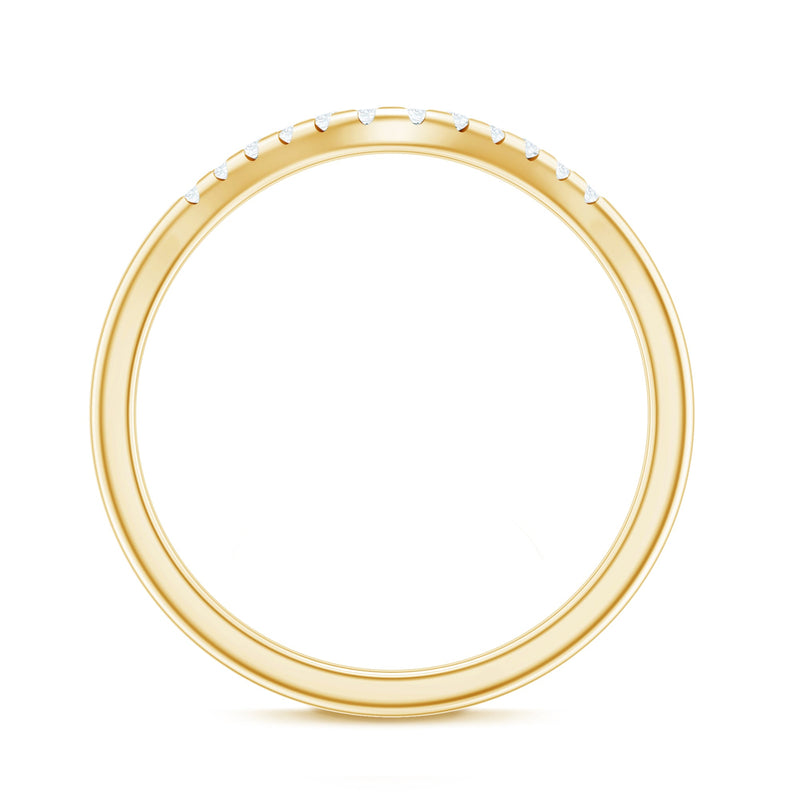 Stackable rose gold ring with a curved design featuring a sparkling certified Moissanite gemstone by Rosec Jewels.