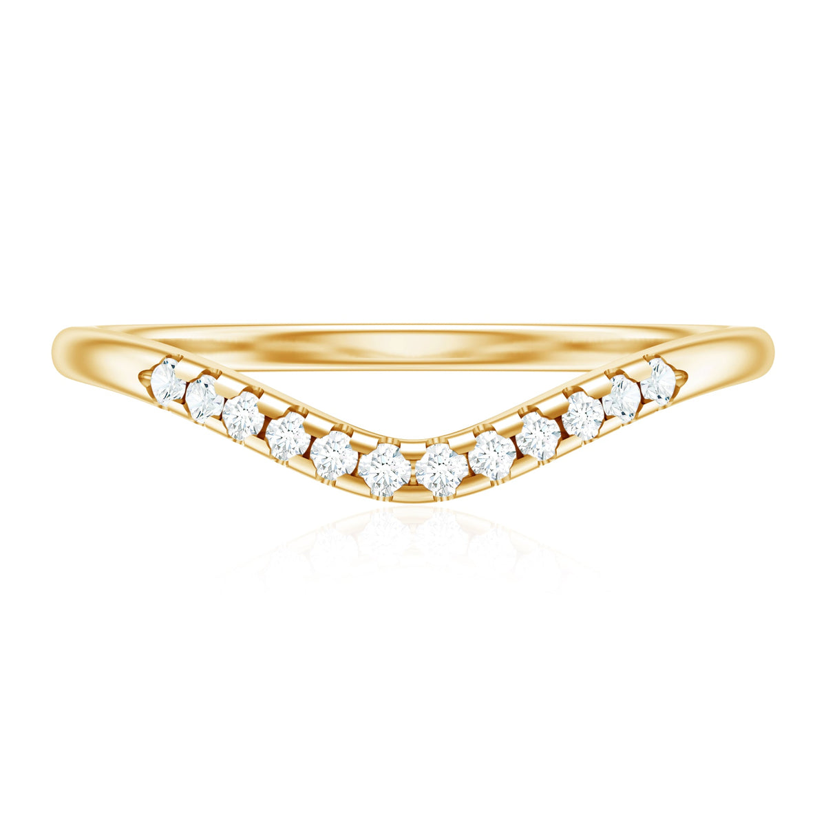 Curved Stackable Ring with Certified Moissanite