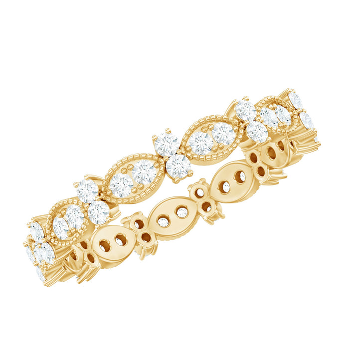 Elegant rose gold moissanite eternity ring for women featuring sparkling stones set in a continuous band by Rosec Jewels.