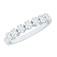 Minimalist moissanite flower wedding band for women, elegant ring with floral design from Rosec Jewels.