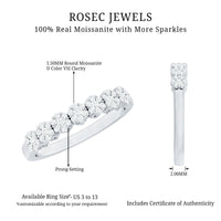 Minimalist Moissanite flower wedding band for women featuring delicate floral design, crafted by Rosec Jewels.