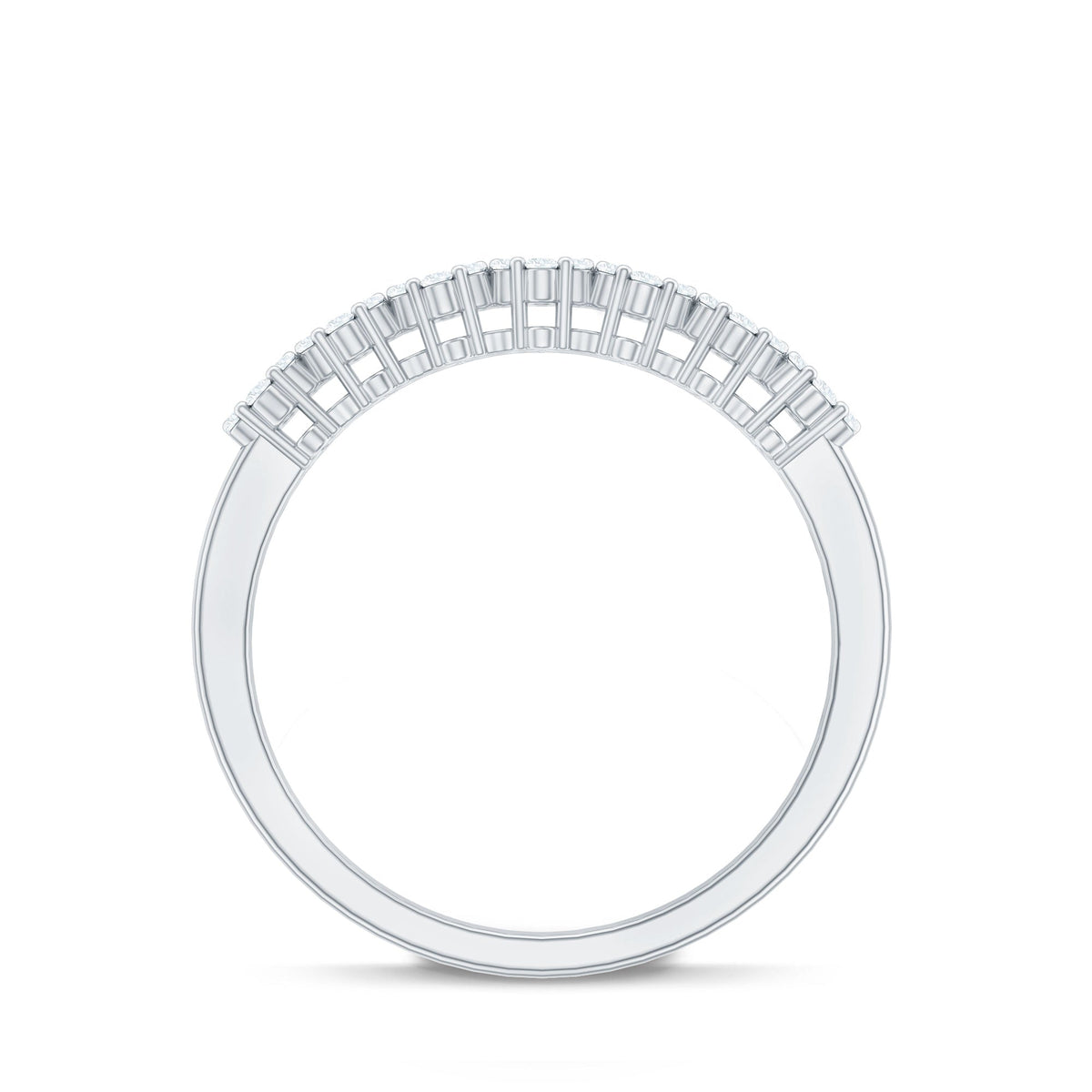 Minimalist Moissanite flower wedding band for women, featuring delicate floral design and sparkling gemstones by Rosec Jewels.