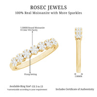 Minimalist moissanite flower wedding band for women by Rosec Jewels, showcasing a delicate design with sparkling stones.