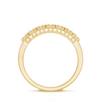 Minimalist Moissanite flower wedding band for women featuring delicate flower design, crafted by Rosec Jewels.