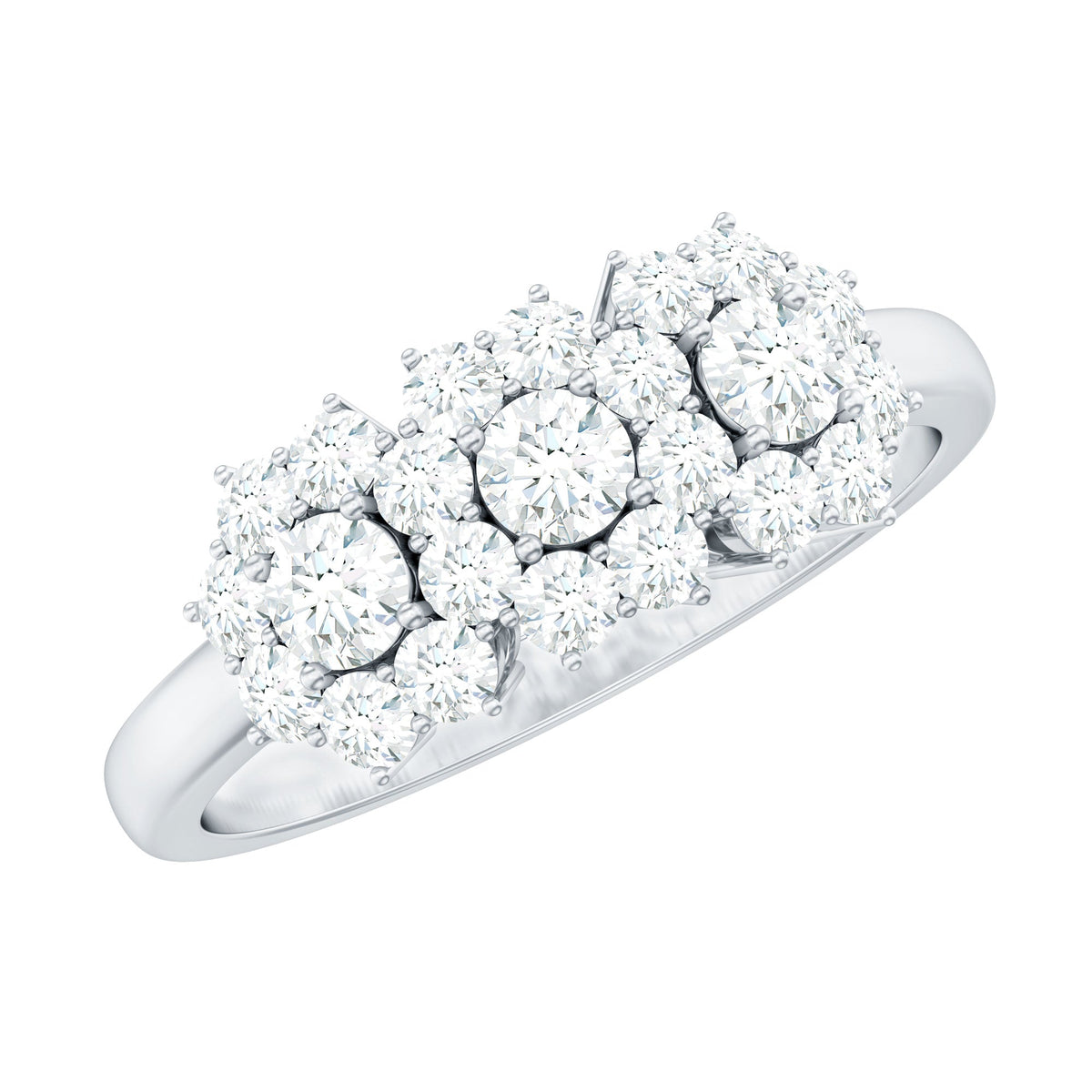 Cubic Zirconia Floral Cluster Engagement Ring