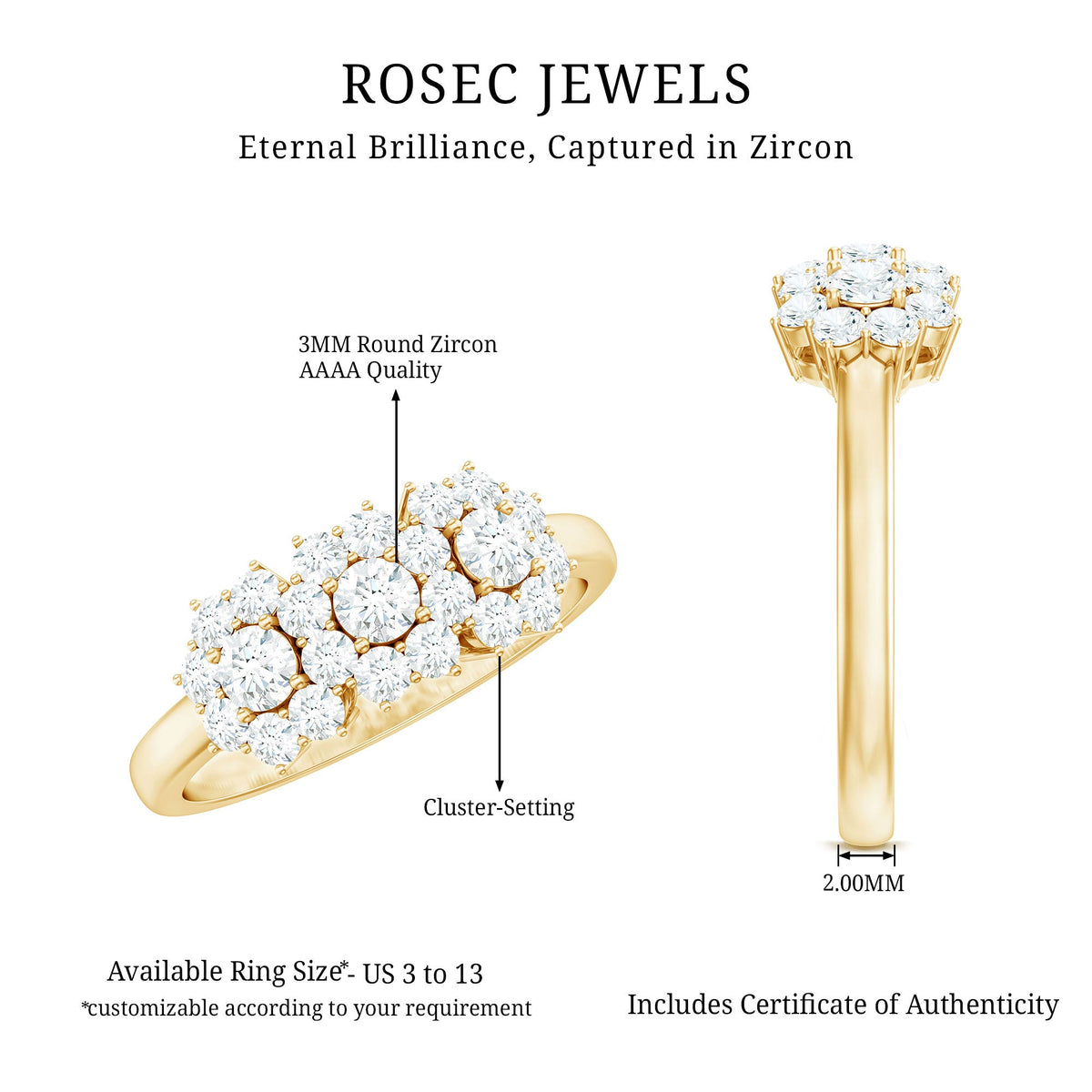 Cubic Zirconia Floral Cluster Engagement Ring
