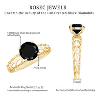 2 Carat Round Lab Grown Black Diamond Solitaire Engagement Ring