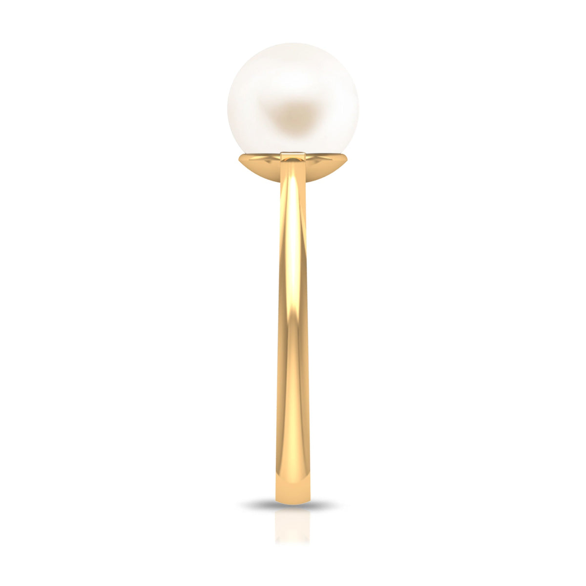Rosec Jewels 7.4 carat freshwater white pearl solitaire engagement ring with a sleek band and elegant design.