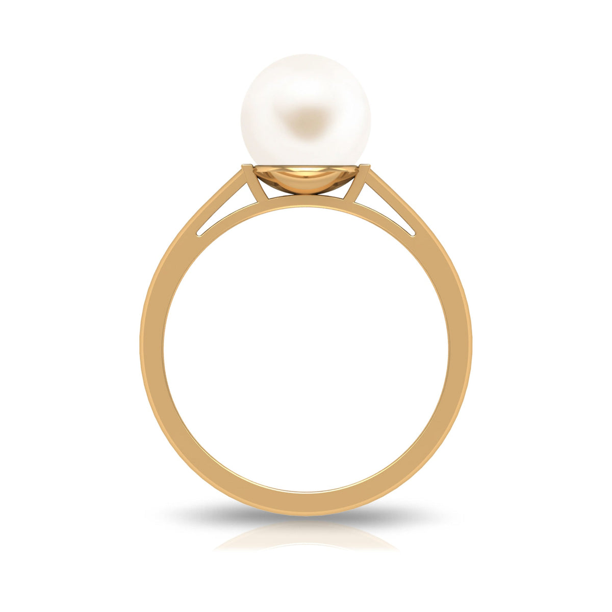 7.4 carat freshwater white pearl solitaire engagement ring by Rosec Jewels featuring a elegant round pearl on a sleek band