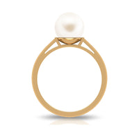 7.4 carat freshwater white pearl solitaire engagement ring by Rosec Jewels featuring a elegant round pearl on a sleek band