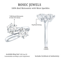 7 MM Round Certified Moissanite Toi et Moi Engagement Ring